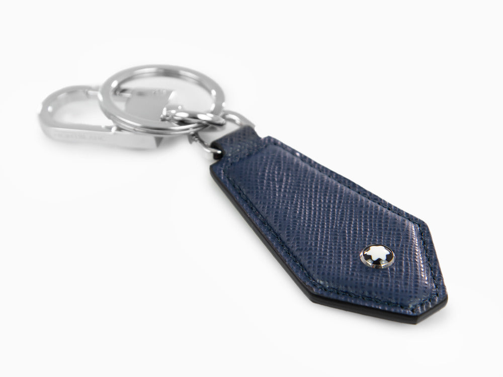 Montblanc Sartorial Diamond Shaped Key ring, Brass, Leather, Blue, 1, 131739