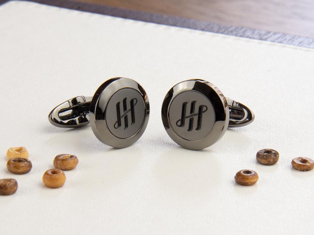 Montegrappa Classico Ambigram Cufflinks, Stainless steel, IP Gun metal, IDA1CLLL