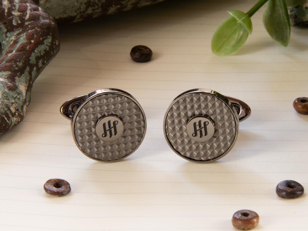 Montegrappa Clou Ambigram Cufflinks, Stainless steel, IP Gun Metal, IDA3CLLL