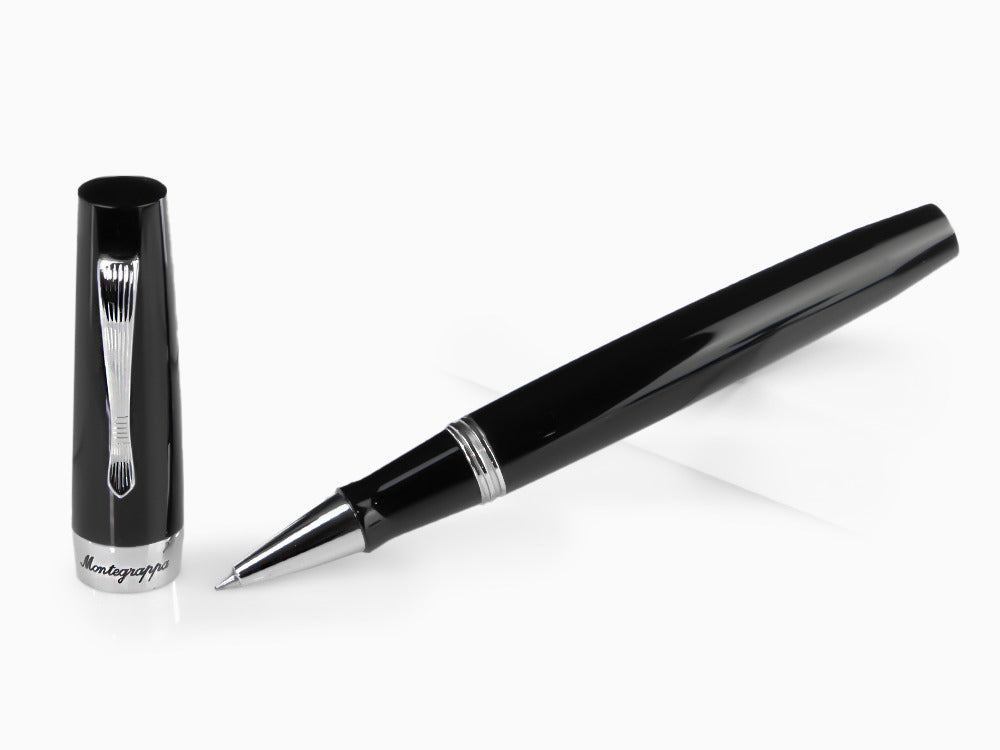 Montegrappa Elmo 02 Jet Black Rollerball pen, Resin, Stainless Steel, ISE2RRAC