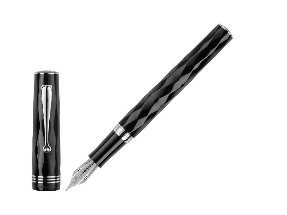 Montegrappa Brenta Fountain Pen, Resin, Black, 14k Gold Flex, ISRBT-XC