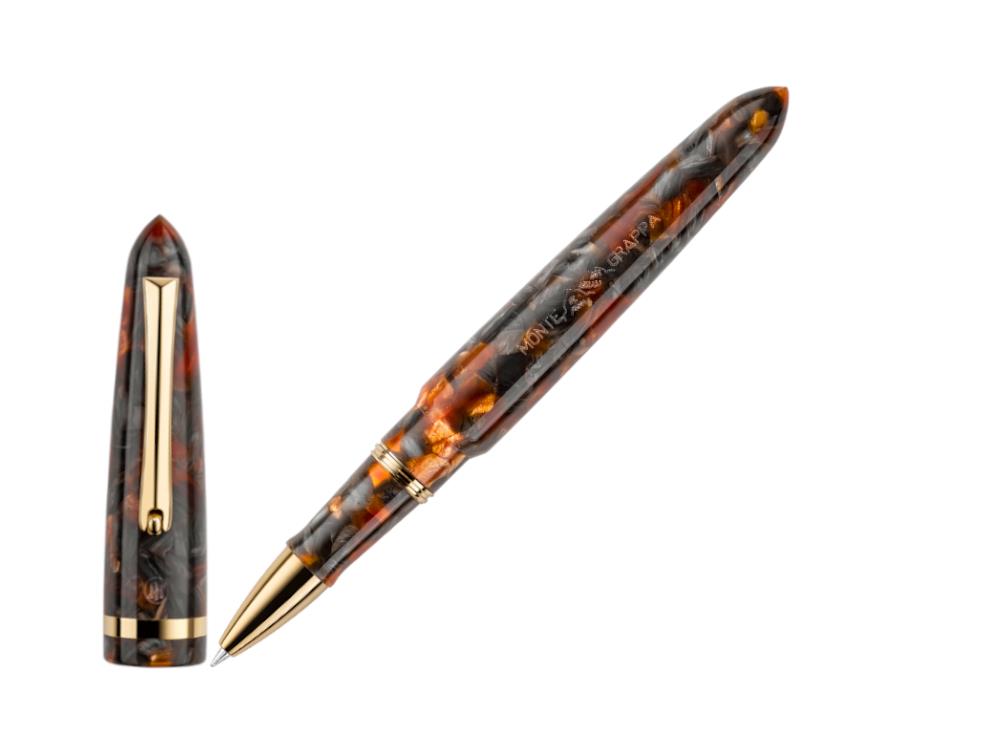 Montegrappa Venetia Plume Agate Rollerball pen, Orange, Gold plated, ISVENRAJ