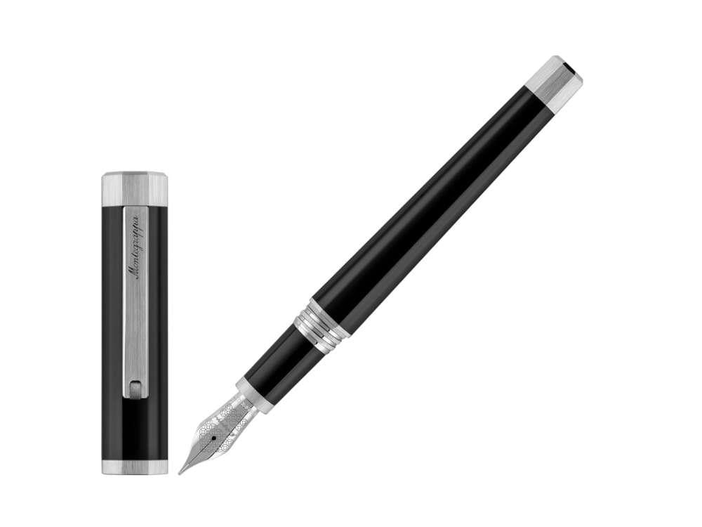 Montegrappa Otto Fountain Pen, Black, Palladium trim, ISZ8-8P