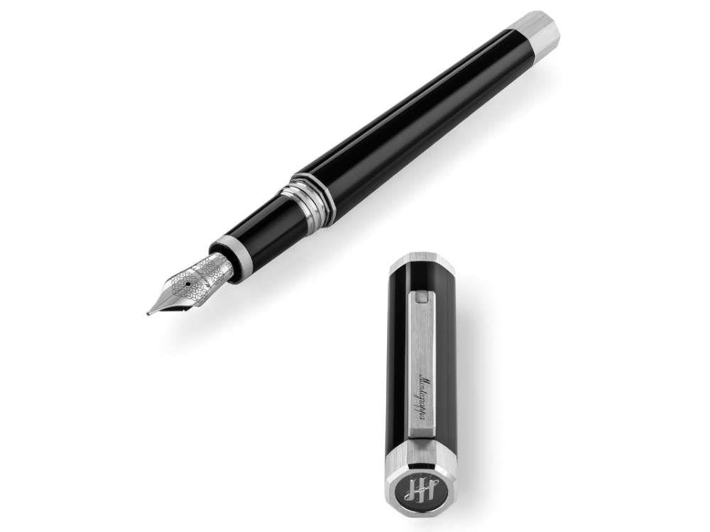 Montegrappa Otto Fountain Pen, Black, Palladium trim, ISZ8I-8P