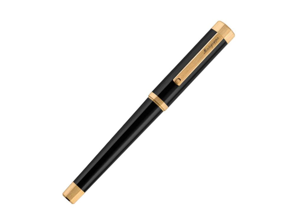 Montegrappa Otto Rollerball pen, Acrylic Resin, Black, Gold plated, ISZ8IRIY