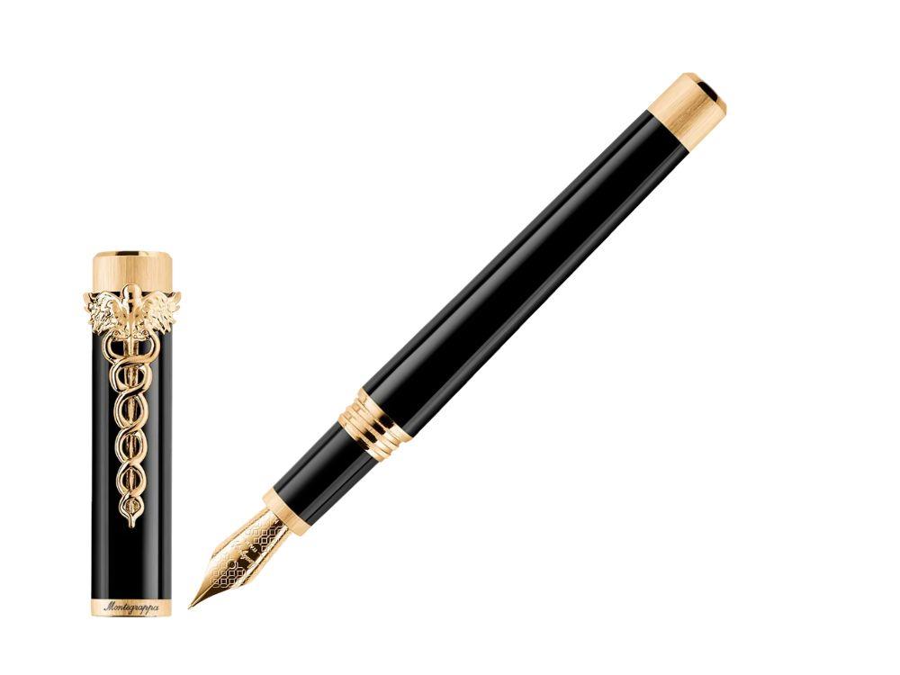 Montegrappa Zero Zodiac Caduceus Fountain Pen Yellow Gold Nib Steel