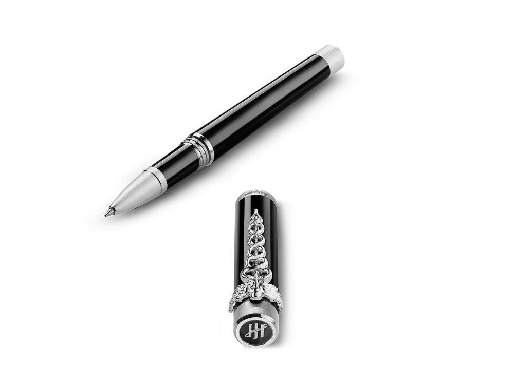 Montegrappa Zero Caduceus Palladium Rollerball pen, Black, ISZECRIP