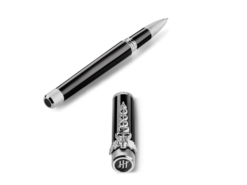Montegrappa Zero Caduceus Palladium Rollerball pen, Black, ISZECRIP