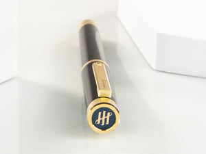 Montegrappa Zero Fountain Pen, Black Resin, Yellow gold trims, ISZEI-IY