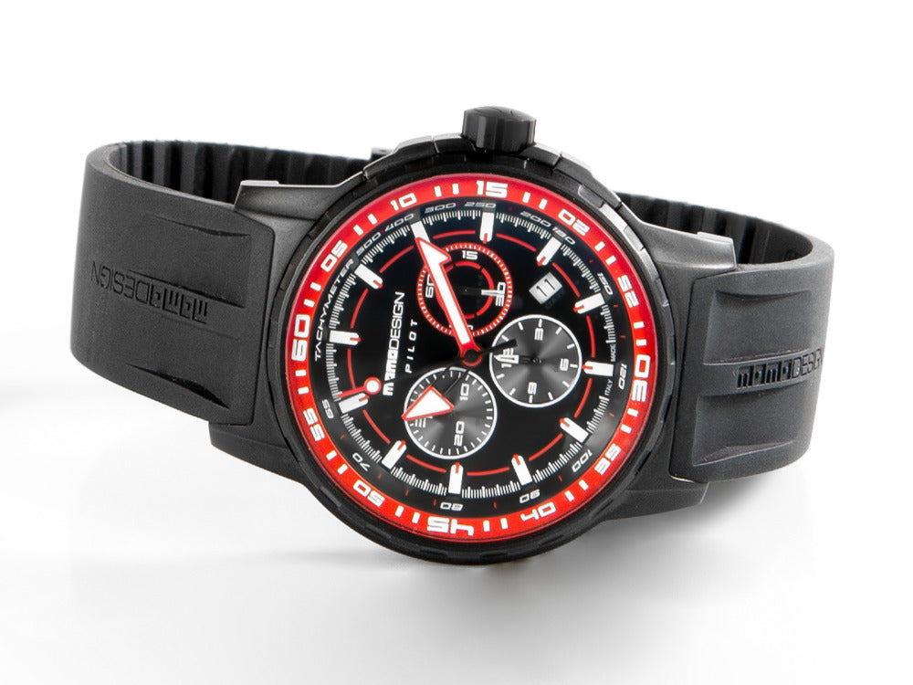 Momo Design Pilot Pro Crono Quarzo watch, PVD, Cronograph, 46mm, MD2164BK-41