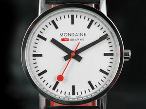 Mondaine SBB Classic Quartz watch, polished stainless , Mineral crystal, 30mm