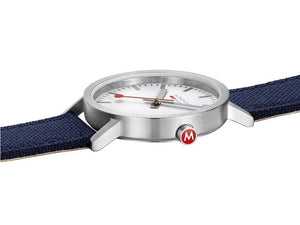 Mondaine SBB Classic Quartz Watch, White, 40 mm, Fabric strap, A660.30360.17SBD1