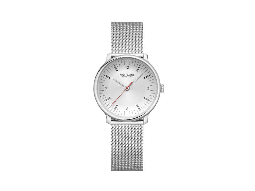 Mondaine Doppio Quartz Watch, White, 33 mm, MLE.33110.SM