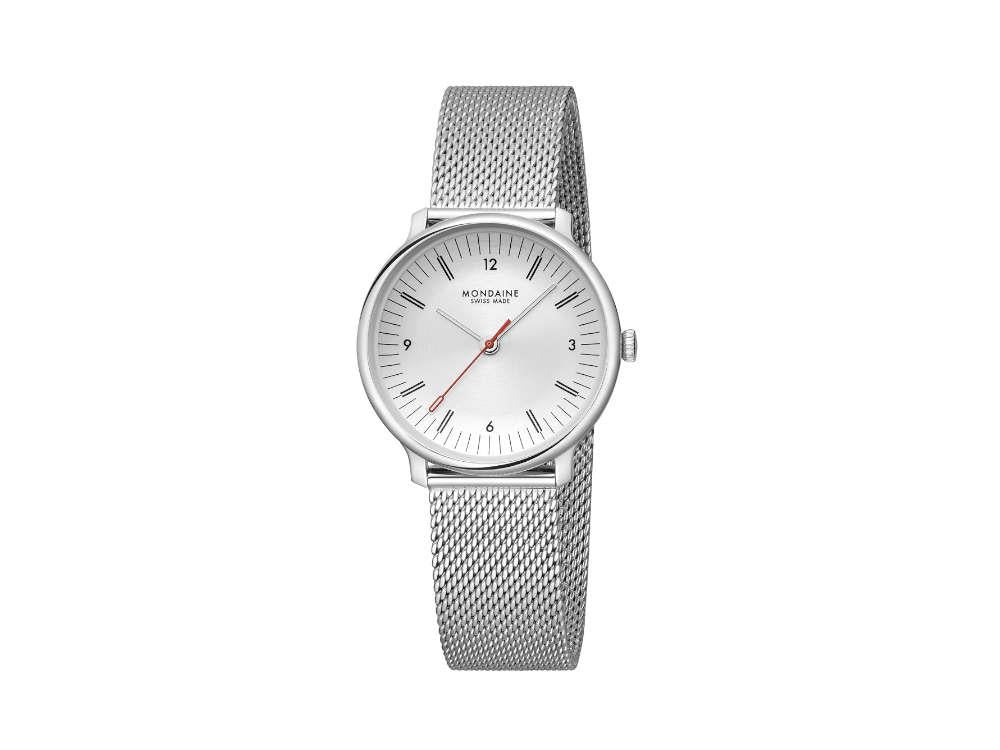Mondaine Doppio Quartz Watch, White, 33 mm, MLE.33110.SM