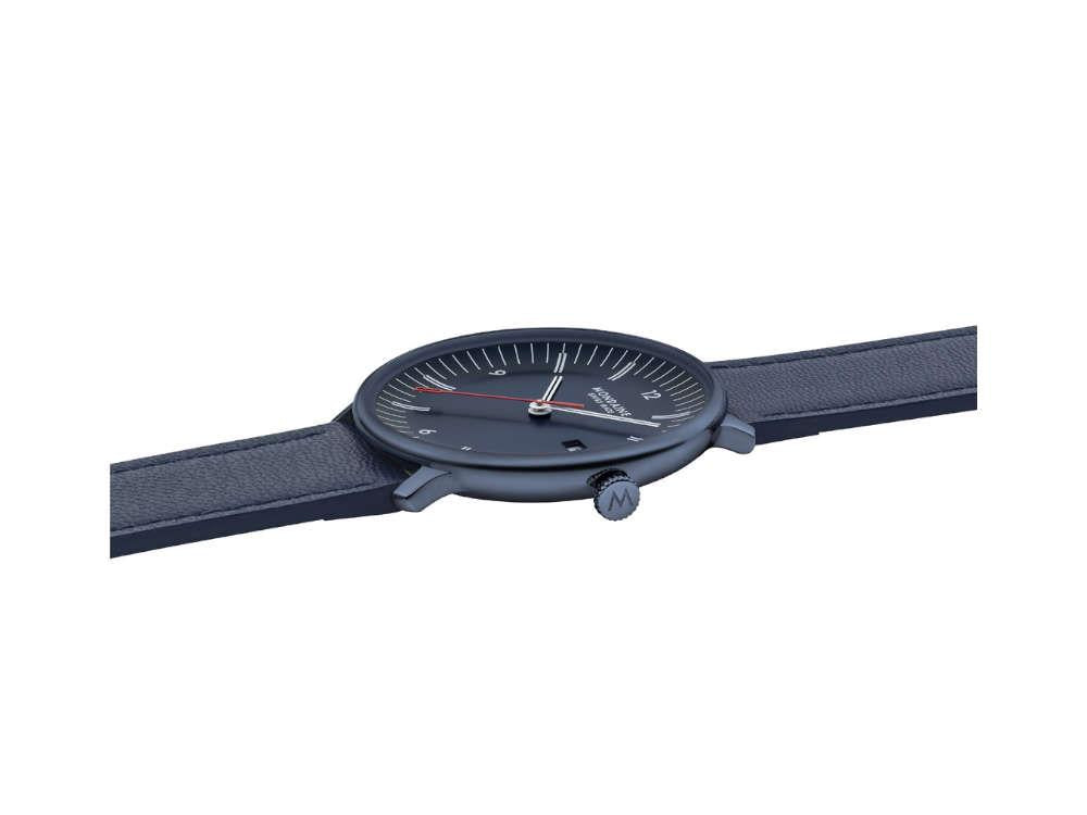 Mondaine Doppio IP Quartz Watch, Blue, 41 mm, MLE.41240.LDV