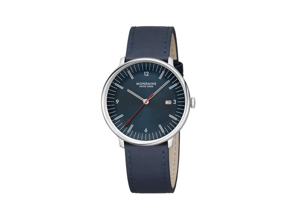 Mondaine Doppio Quartz Watch, Blue, 41 mm, MLE.41240.LQV.SET