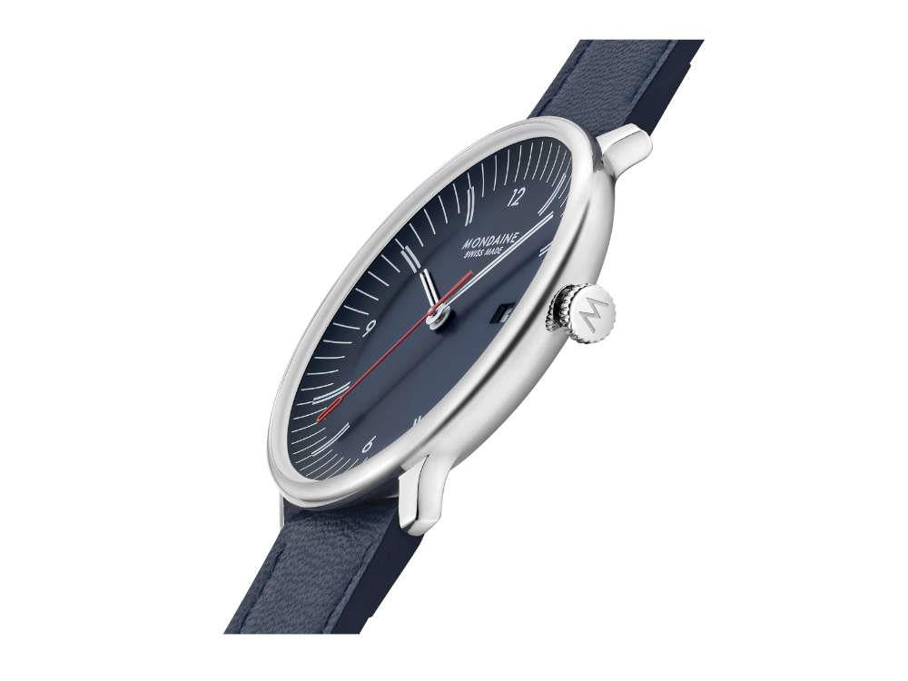 Mondaine Doppio Quartz Watch, Blue, 41 mm, MLE.41240.LQV.SET