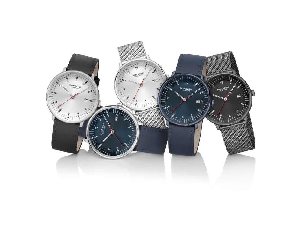 Mondaine Doppio Quartz Watch, Blue, 41 mm, MLE.41240.LQV.SET