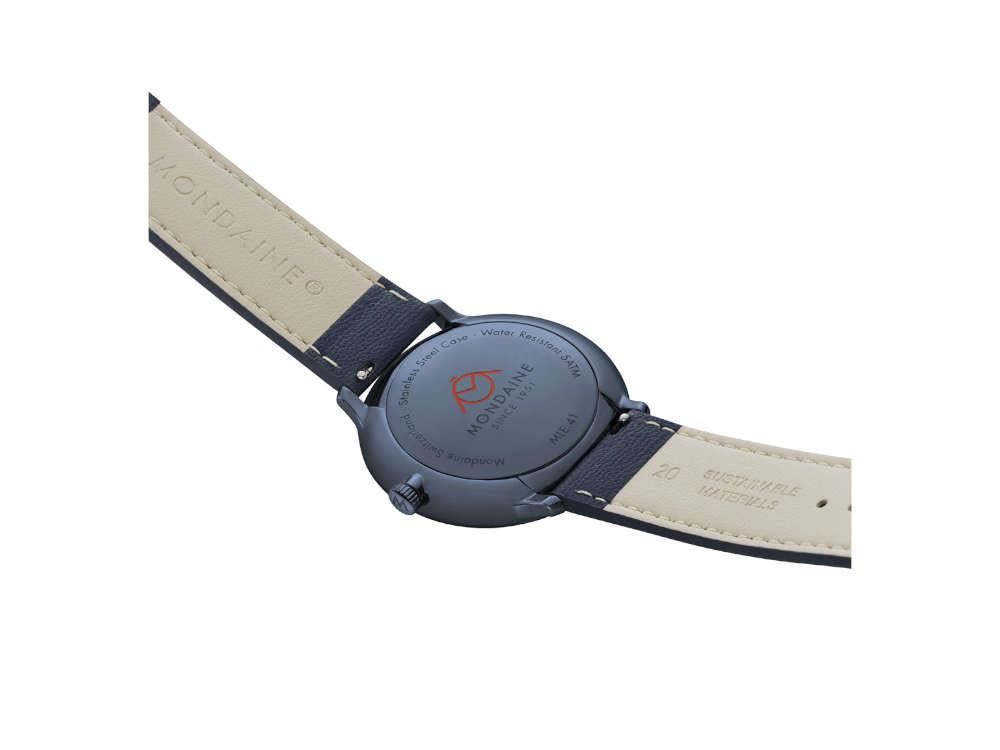 Mondaine Doppio IP Solar Quartz Watch, White, 41 mm, MLE.41910.LQV