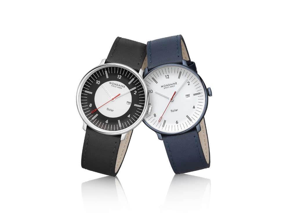 Mondaine Doppio Quartz Solar Watch, White, 41 mm, MLE.41920.LBV