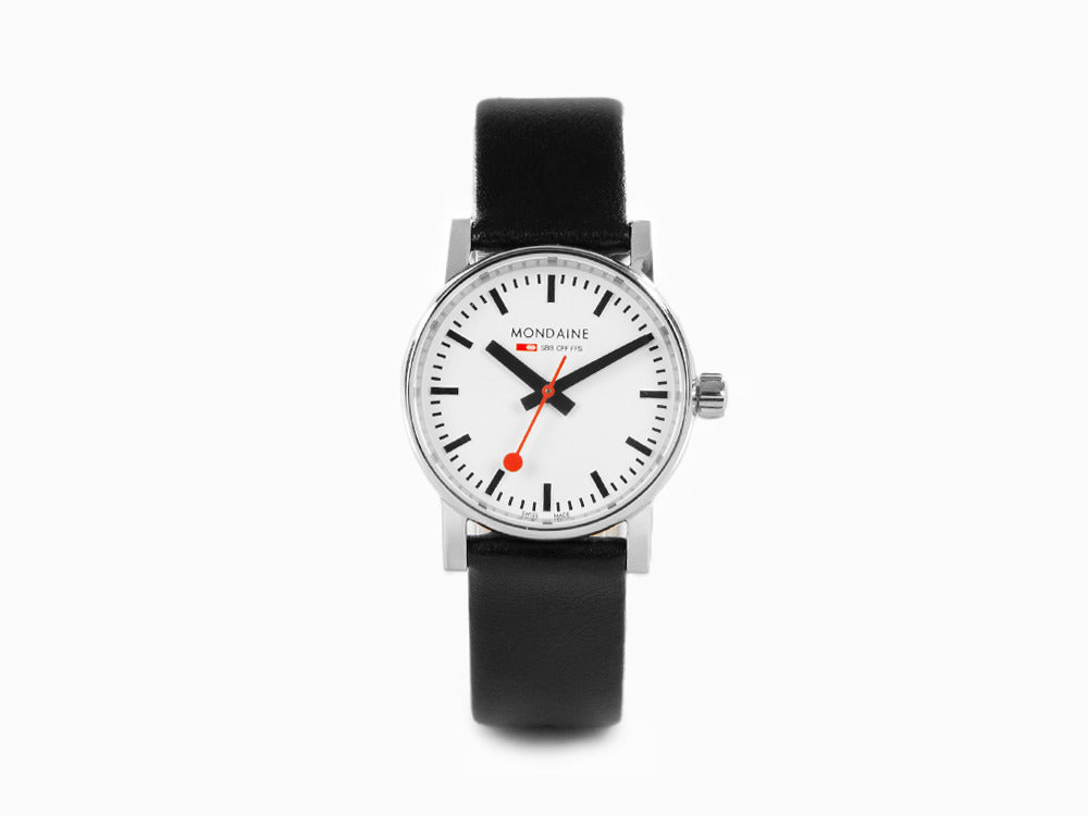 Mondaine SBB Evo2 Quartz Watch, White, 30mm, Leather strap, MSE.30110.LB