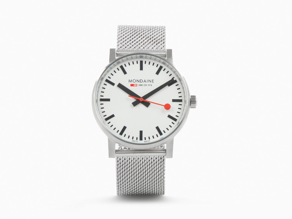 Mondaine SBB Evo Quartz Watch, White, 43 mm MSE.43110.SJ