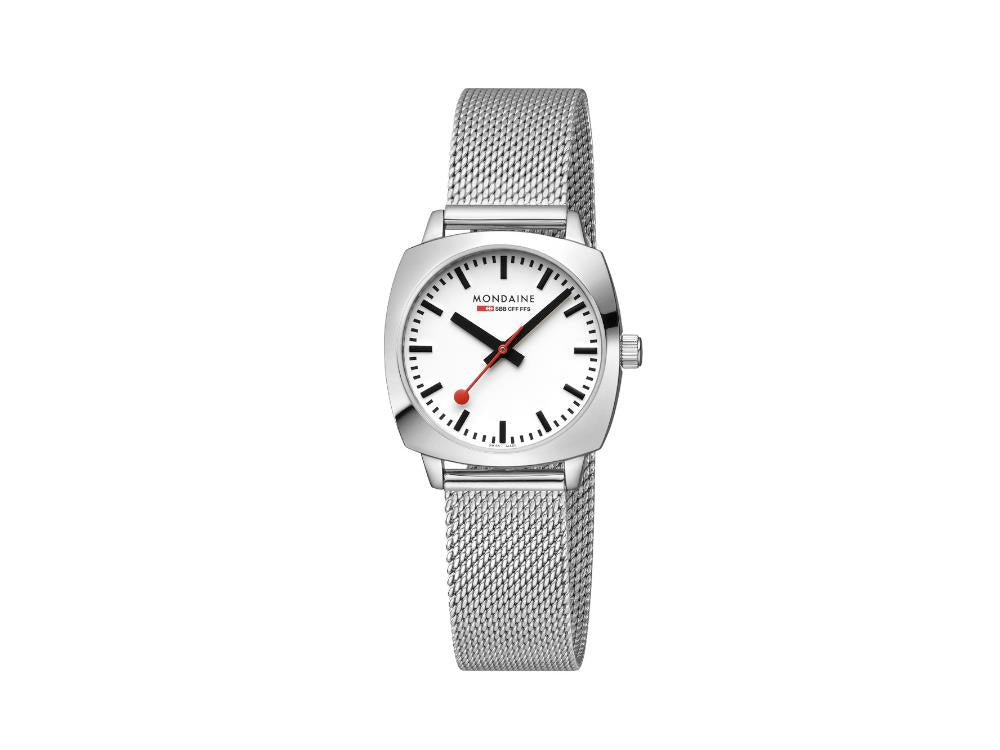 Mondaine Cushion Quartz Watch, White, 31 mm, MSL.31110.SM
