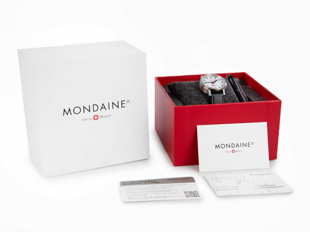Mondaine SBB Stop2go Quartz Watch, White, 34 mm, 3 atm, MST.3401B.LBV.SET