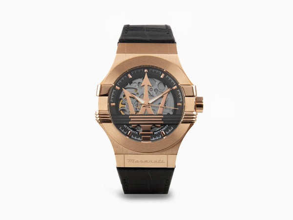 Maserati Potenza Automatic Watch, PVD Rose Gold, Black, 42 mm 