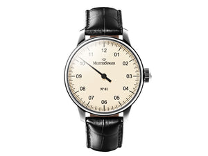 Meistersinger N1 Watch, Manual winding, ETA 2801-2, 43mm. Leather strap