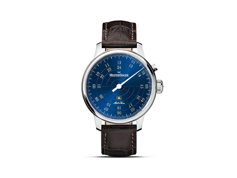 Meistersinger Bell Hora Automatic Watch, SW 200, Blue, 43 mm, BHO918G