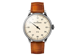 Meistersinger N1 Watch, Manual winding, ETA 2801-2, 43mm. Leather strap, AM3303