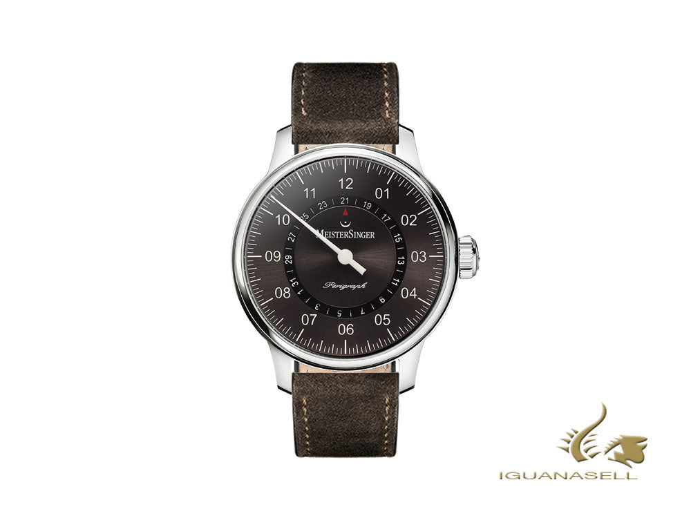 Meistersinger Perigraph Automatic Watch, 43mm, Leather strap, AM1007-SV02