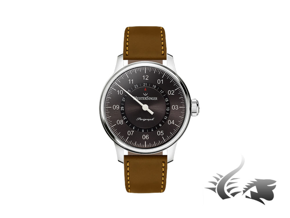 Meistersinger Perigraph Automatic Watch, 43mm, Sunburst Anthracite, Leather