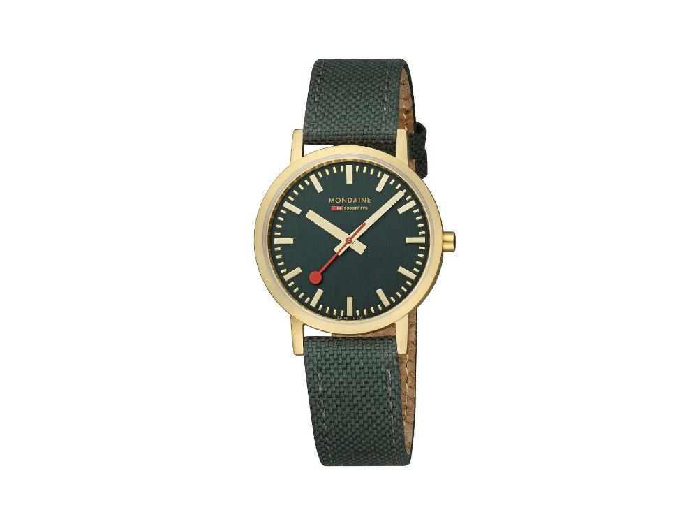 Mondaine Classic Quartz Watch, Green, 36 mm, Fabric strap, A660.30314.60SBS