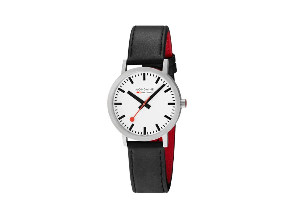 Mondaine Classic Quartz Watch, White, 40 mm, Leather strap, A660.30360.16SBB