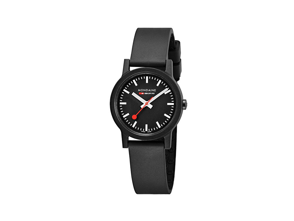 Mondaine Essence Quartz Watch, Ecological - Recycled, Black, 32mm, MS1.32120.RB