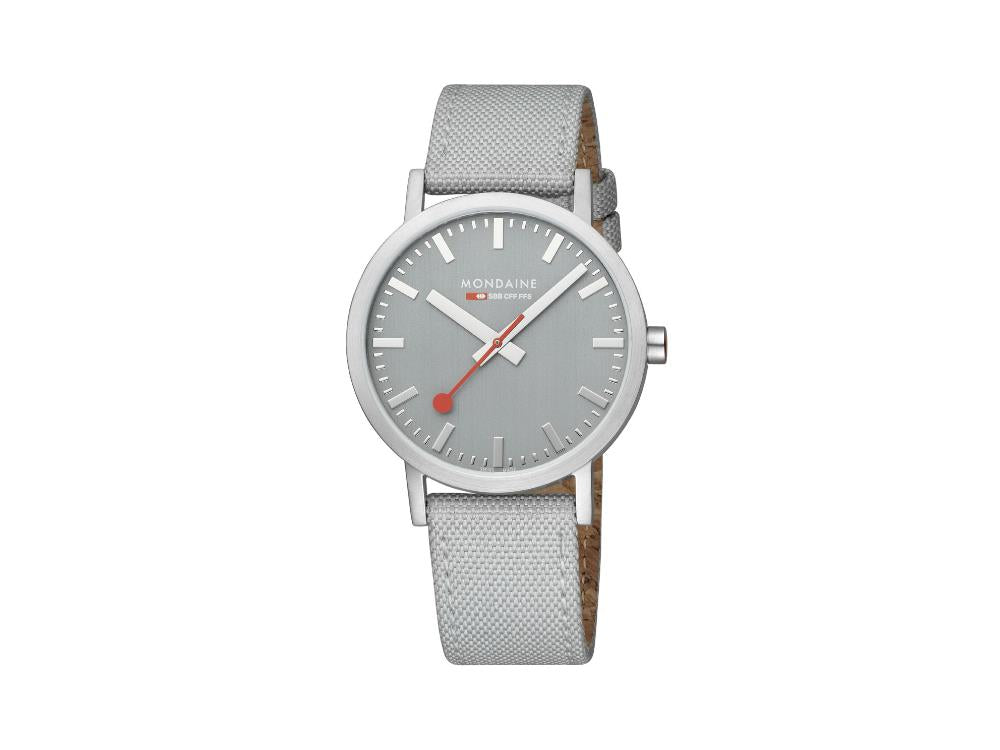 Mondaine SBB Classic Quartz Watch, Grey, 40 mm, Fabric strap, A660.30360.80SBH