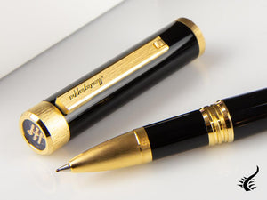 Montegrappa Zero Rollerball pen, Black Resin, Yellow gold trims, ISZETRBY