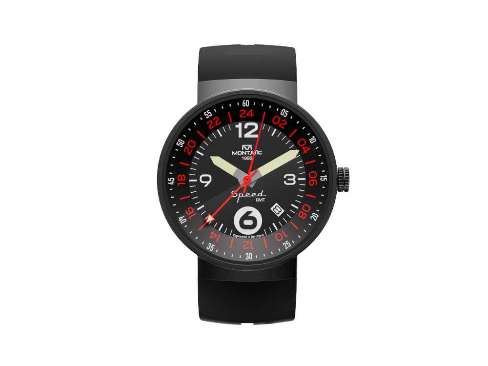 Montjuic GMT Speed Quartz Watch Stainless Steel DLC Black 43 mm M Iguana Sell UK