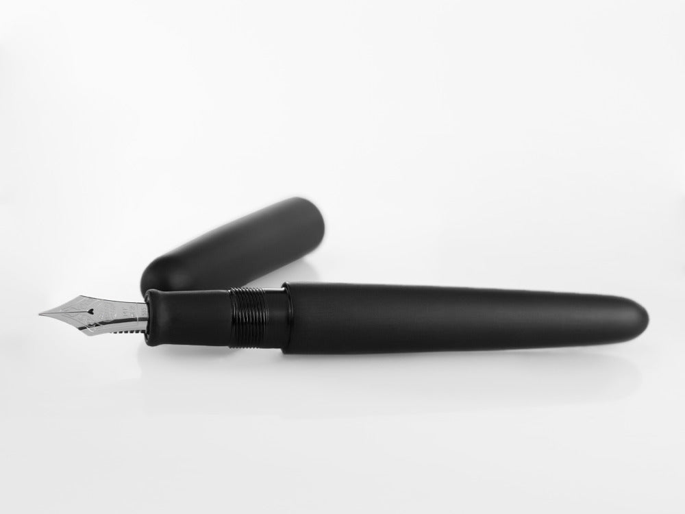 Nakaya Cigar Fountain Pen Portable, Black Hairline, Rodhium
