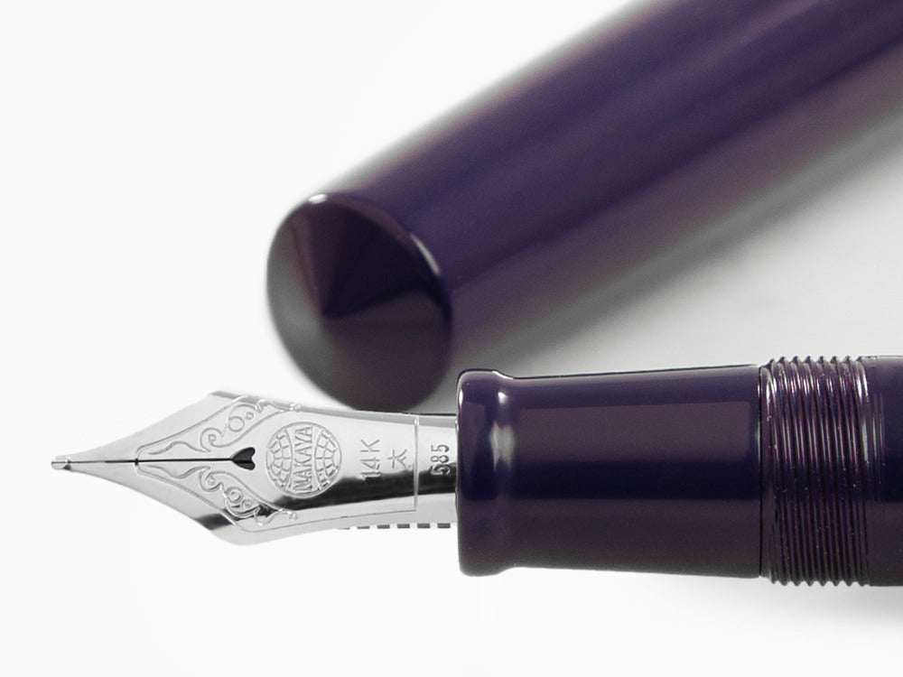 Nakaya Cigar Fountain Pen 160mm., Shobu, Ebonite, Rodhium