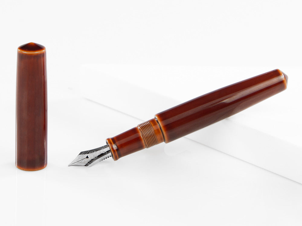 Nakaya Cigar Fountain Pen Piccolo, Toki-Tamenuri, Ebonite, Rodhium