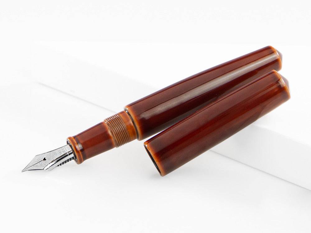 Nakaya Cigar Fountain Pen Piccolo, Toki-Tamenuri, Ebonite, Rodhium