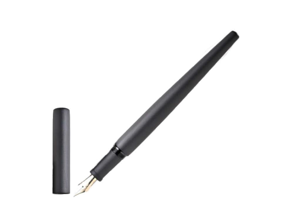 Nakaya Desk Fountain Pen, Black Hairline, Ebonite, 14k Gold,