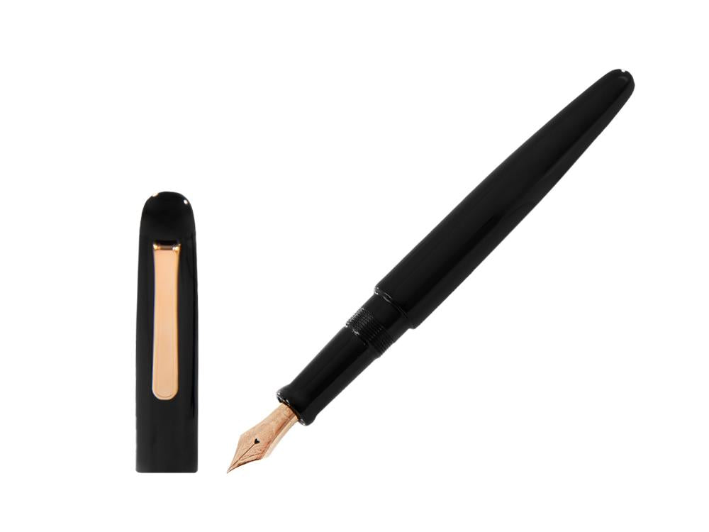 Nakaya Writer Fountain Pen Kuro Black, Long, Rose Gold, Writer-B-L-RG-RG