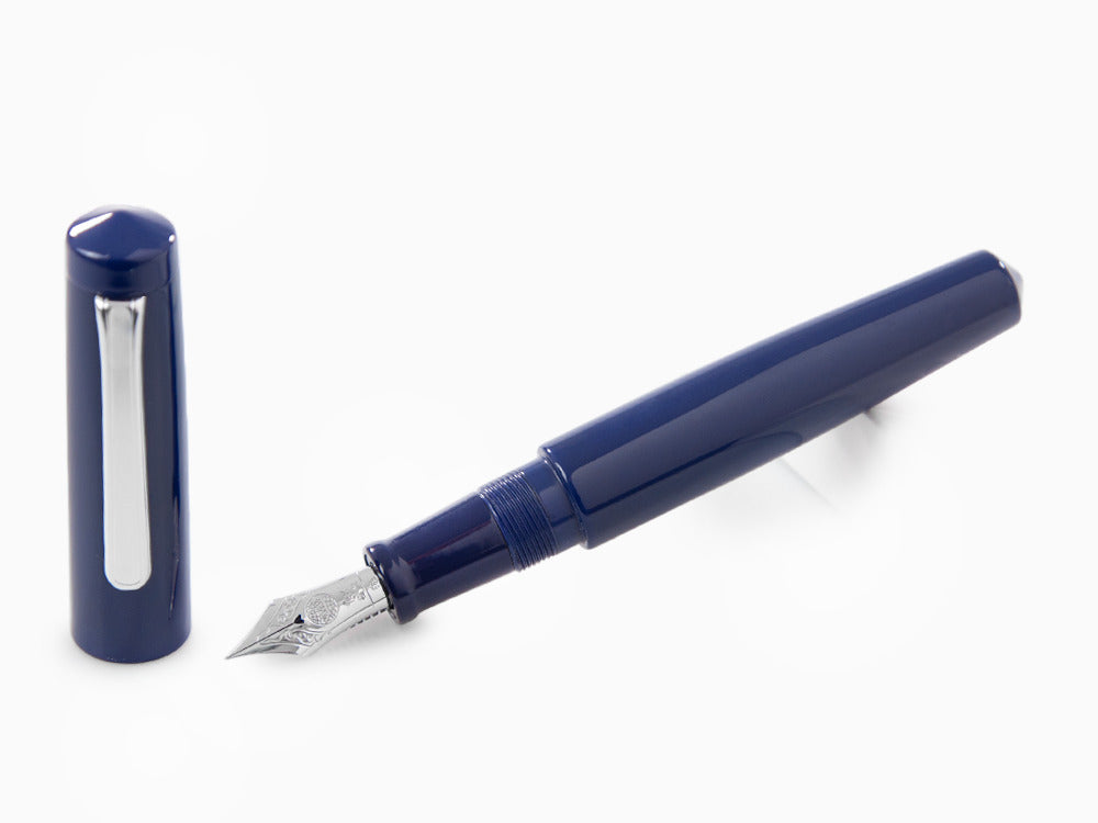 Nakaya Writer Fountain Pen Kikyo, Piccolo, Ebonite, Rhodium plated