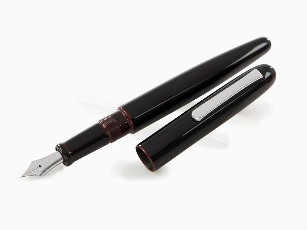 Nakaya Writer Long Fountain Pen Kuro-Tamenuri, Ebonite, Rhodium plated
