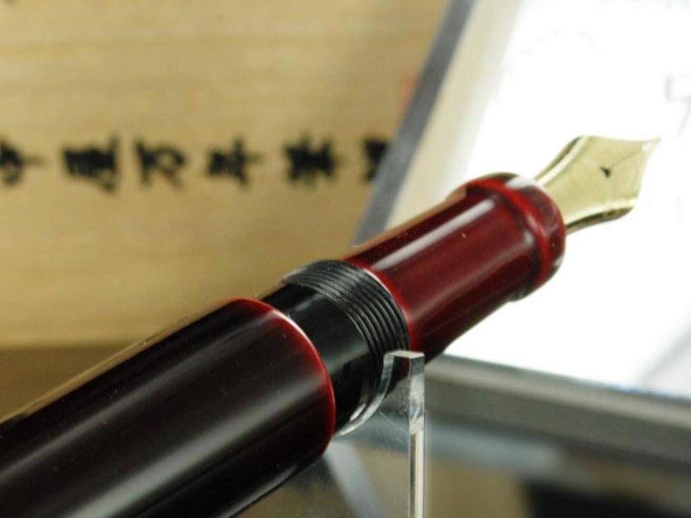 Nakaya Writer Long Fountain Pen, Aka Tamenuri, Urushi lacquer