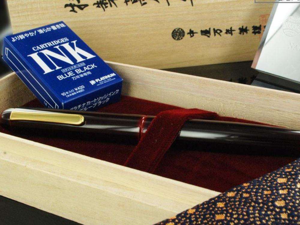 Nakaya Writer Long Fountain Pen, Aka Tamenuri, Urushi lacquer